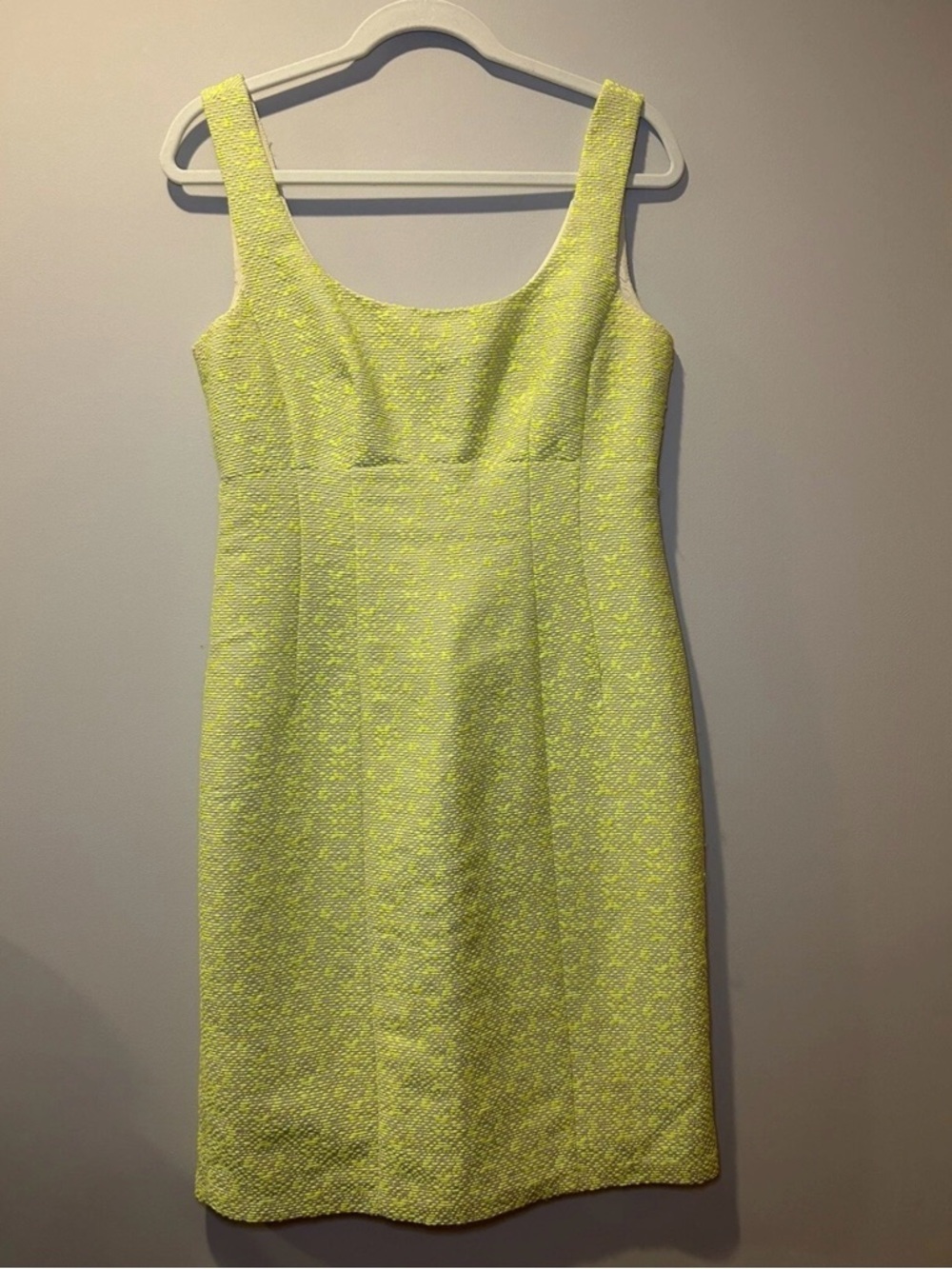 Nannette Lepore Cocktail Dress Textured Yellow Sz 10 Sun Midi Sleeveless Preppy
